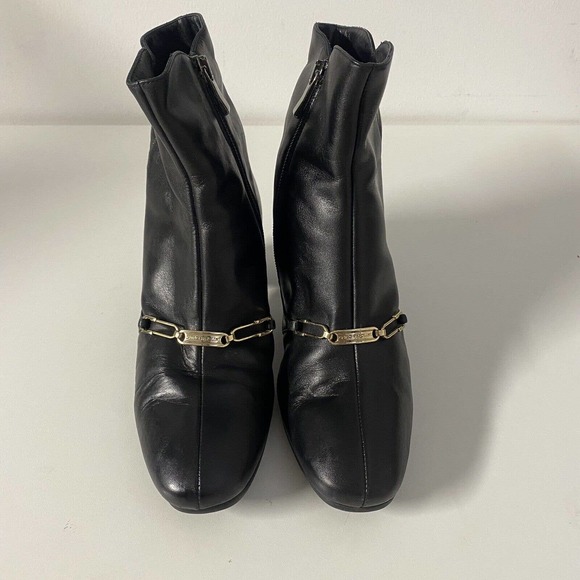 Carlo Pazolini Anke Boot Bootie Black Round Toe Side Zip Block Heel Gold… - Picture 5 of 13